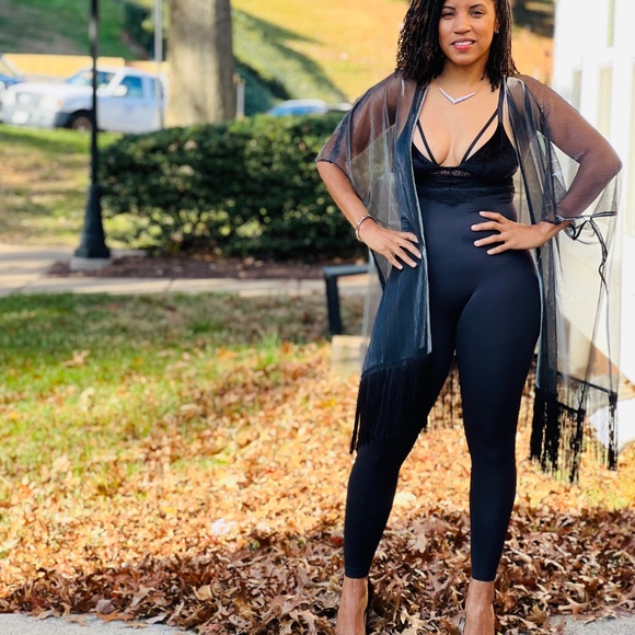 Silver Metallic Fringe Kimono - Picture 2 of 3